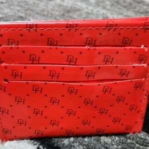 RED SILM COMPACT "DH" MONOGRAM CARD WALLET